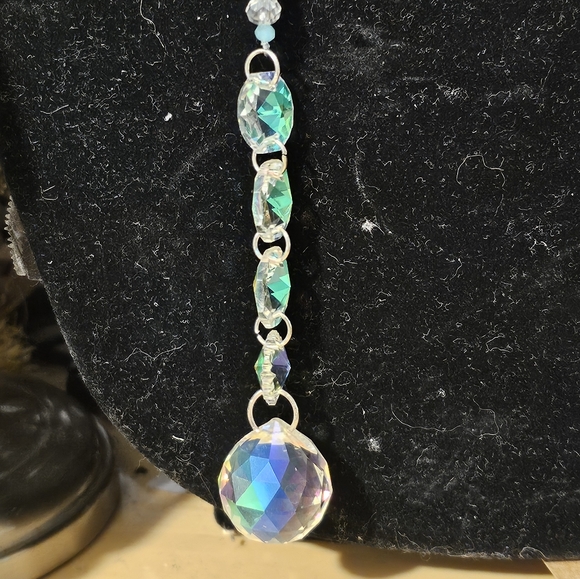 Handmade snowflake glass and AB crystal suncatcher - Picture 4 of 5